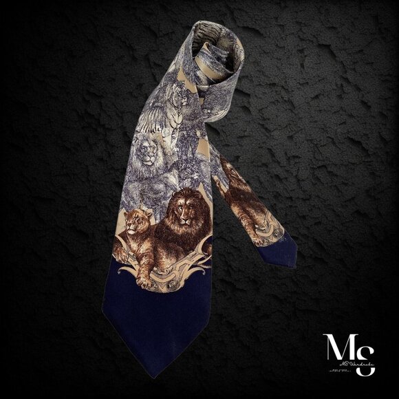 GIANFRANCO FERRE Beige & Gray Animal Print Silk Tie Made In Italy W:3.75" EX CD - Picture 2 of 6